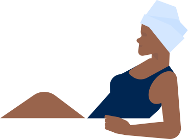 dark skin woman in swimsuit and towel turban side view PNG, SVG