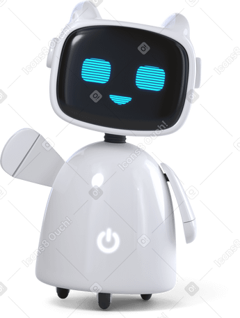 3D happy robot assistant waving hello Illustration in PNG, SVG