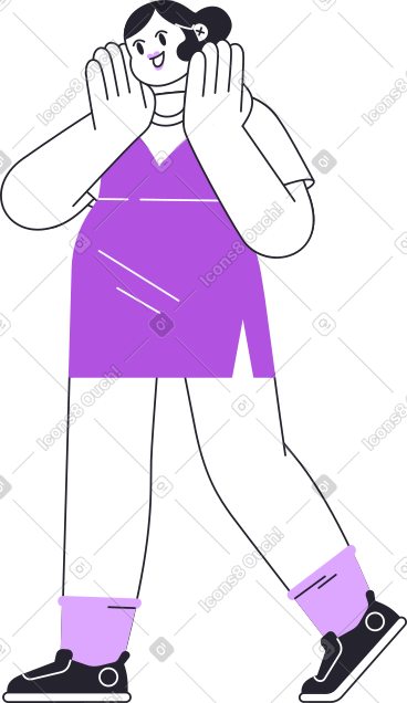 手放在脸上的女孩 PNG, SVG