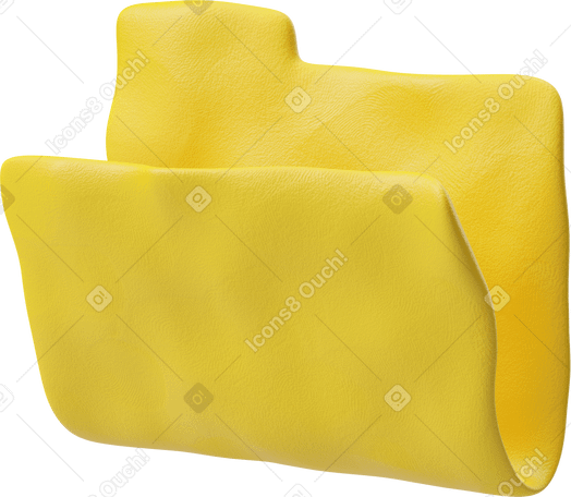 3D Three-quarter view of an open yellow folder icon PNG, SVG