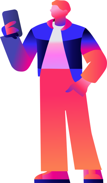 Man with a smartphone in his hand PNG, SVG