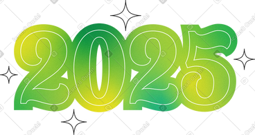 闪闪发光的绿色新年 2025 数字 PNG, SVG