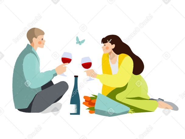 woman and man on a romantic date in the park Illustration in PNG, SVG