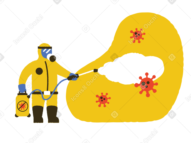Person in protective gear doing disinfection against viruses PNG, SVG