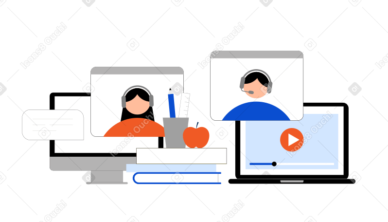 Онлайн-образование и виртуальное обучение в PNG, SVG