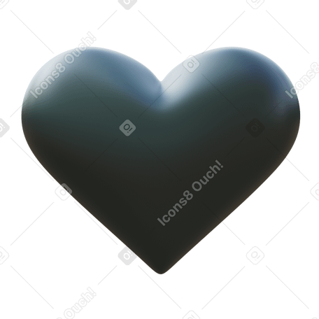 3D black heart  Illustration in PNG, SVG