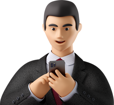 close up of businessman in black suit looking at phone PNG, SVG