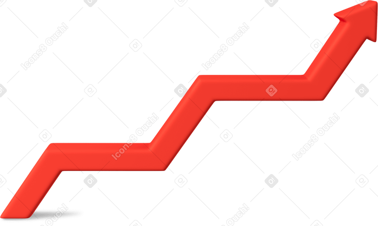 3D red zigzag up arrow PNG, SVG