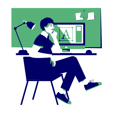 Designer in the workplace Illustration in PNG, SVG
