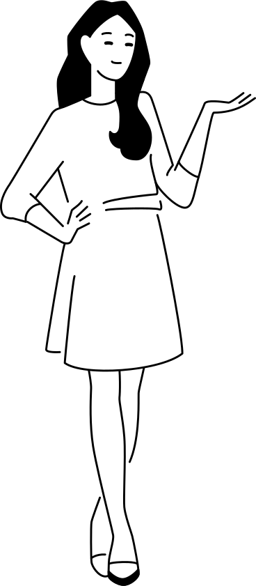 Jeune femme dans une pose de présentation PNG, SVG