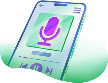 phone in perspective with audio playback PNG, SVG