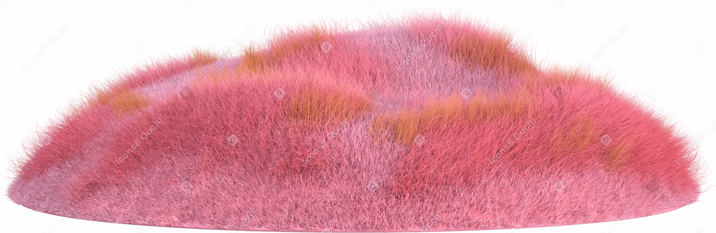3D Розовый травянистый остров в PNG, SVG