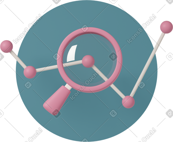 3D line graph and loupe PNG, SVG