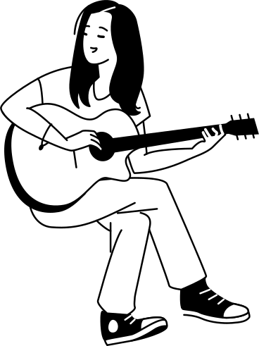 Giovane donna a suonare la chitarra PNG, SVG