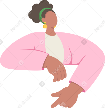 woman in earrings pointing down PNG, SVG