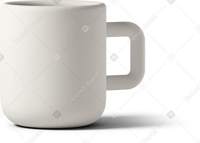 3D white mug Illustration in PNG, SVG
