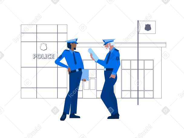 Police Station Illustration in PNG, SVG