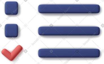 Blue checklist with one red done item PNG, SVG