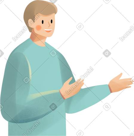 young man gesturing with his hands PNG, SVG