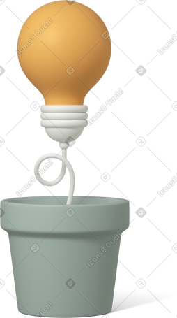 3D idea lamp in flower pot PNG, SVG