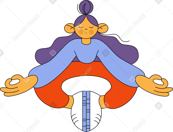 meditating woman in lotus position Illustration in PNG, SVG