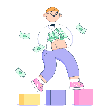 Business man is experiencing financial growth Illustration in PNG, SVG