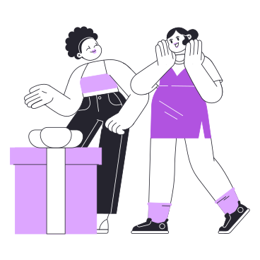 Woman surprises her friend with a gift PNG, SVG