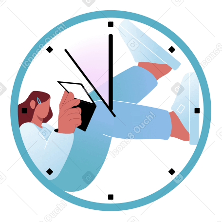Deadline and woman working against the clock PNG, SVG