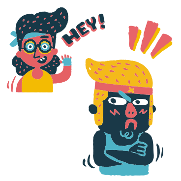 Woman saying hey to a grumpy man PNG, SVG