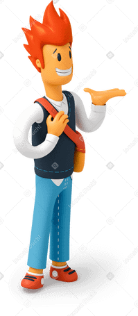 3D Rothaariger mann mit erhobener hand PNG, SVG
