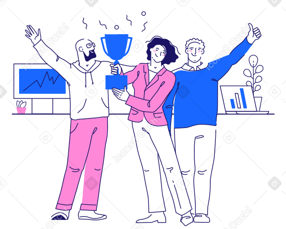 Business Success Celebration Illustration in PNG, SVG