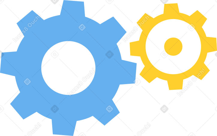 blue and yellow settings gears Illustration in PNG, SVG