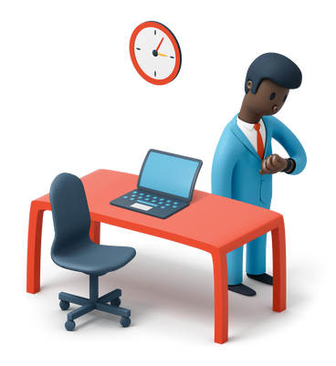 Black office worker looking at watch on his hand PNG, SVG