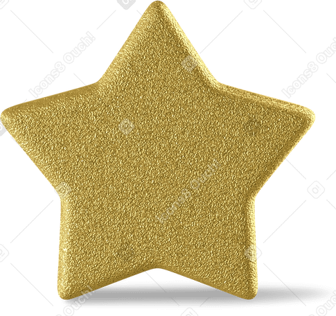3D golden star standing PNG, SVG