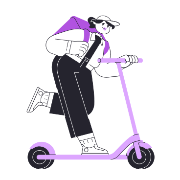 Food deliverywoman riding a scooter PNG, SVG