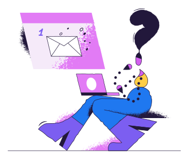 Woman receiving email notification on laptop PNG, SVG