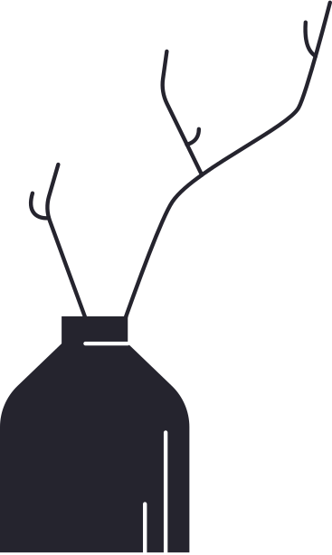 black vase with two branches PNG, SVG
