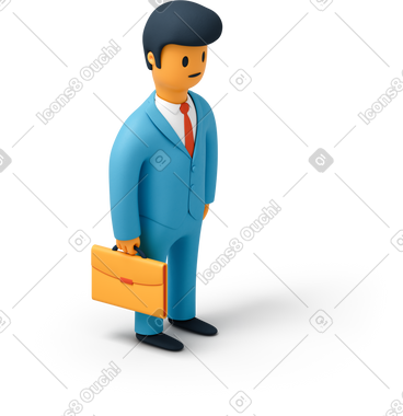 Businessman wearing a blue suit and holding a briefcase PNG, SVG