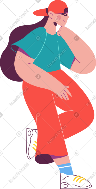 女人手托着头站着 PNG, SVG