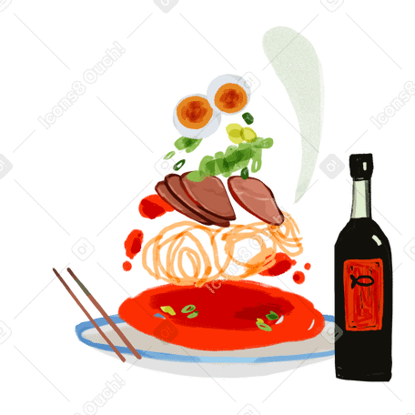 Udon recipe Illustration in PNG, SVG
