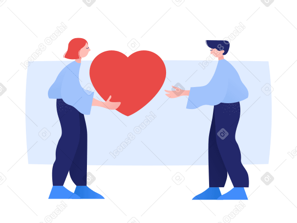Woman giving a man her heart PNG, SVG