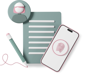 notes composition with phone PNG, SVG