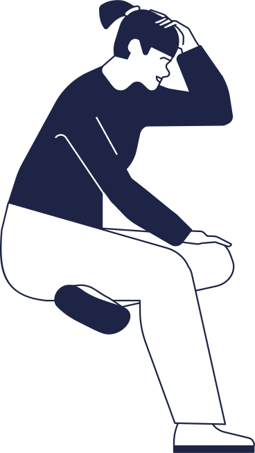 sad woman sitting with her head in her hand PNG, SVG