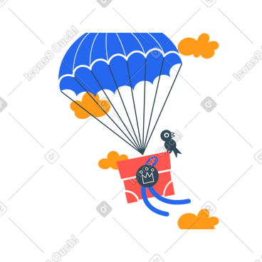 A parachute with a package attached to it animated illustration in GIF, Lottie (JSON), AE