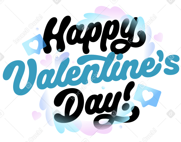 Lettering Happy Valentine's Day! with decorative pastel composition text PNG, SVG