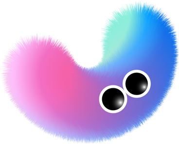 multicolored fluffy arc with eyes PNG, SVG