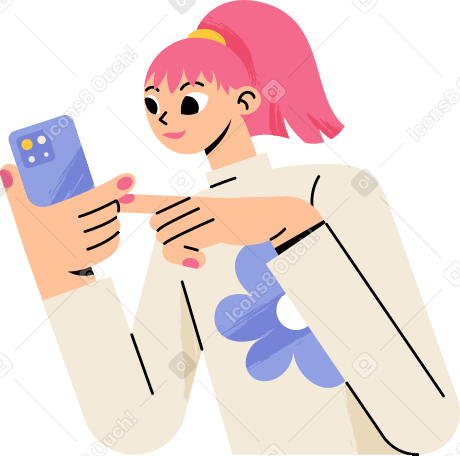 Girl typing on phone Illustration in PNG, SVG