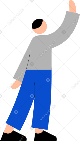 Junger mann hebt seine hand PNG, SVG