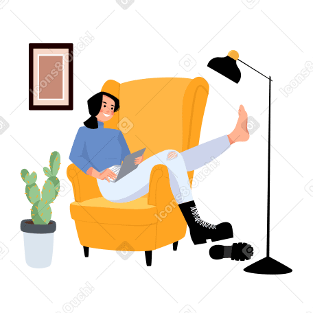 Woman working from home on freelance Illustration in PNG, SVG