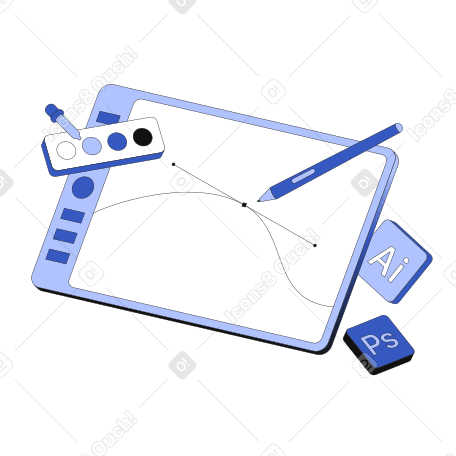 Tablet with stylus for design Illustration in PNG, SVG